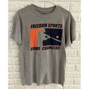 GILDAN DRY BLEND MENS SHIRT SIZE MEDIUM GRAY‎ FREEDOM SPORTS GAME CHANGERS